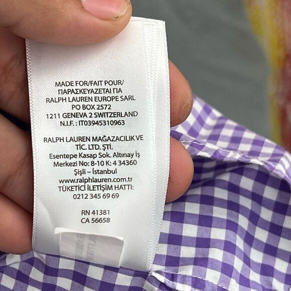 Ralph Lauren Collared Long Sleeve Button-Down Plaid Purple & White Shirt Size XL - Picture 4 of 5